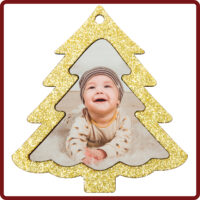 Christbaunanhänger - Goldene Schneeflocke mit eigenem Foto
