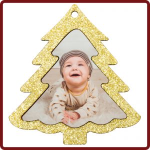Christbaunanhänger - Goldene Schneeflocke mit eigenem Foto