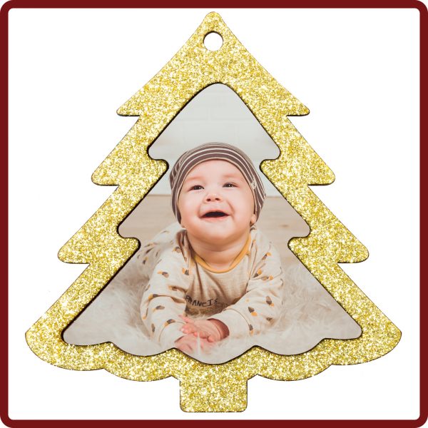 Christbaunanhänger - Goldene Schneeflocke mit eigenem Foto