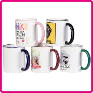 Keramiktasse / Häferl mit Buntem Rand